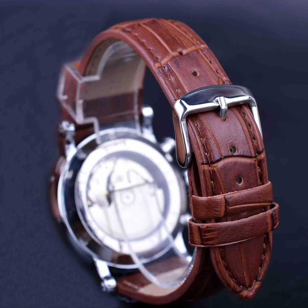 Часы наручные Forsining мужские с белым циферблатом модные брендовые Роскошные