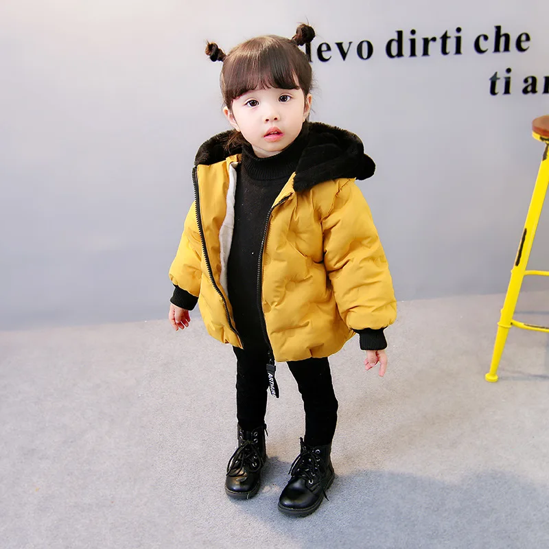 

2017 new baby girl boy winter coat thick warm cashmere cotton padded jacket children hoodied coats jackets