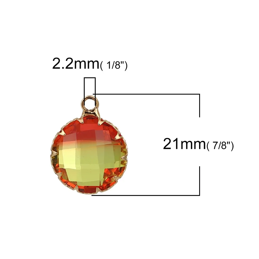 DoreenBeads медный стеклянный кулон с золотым покрытием цветные граненые