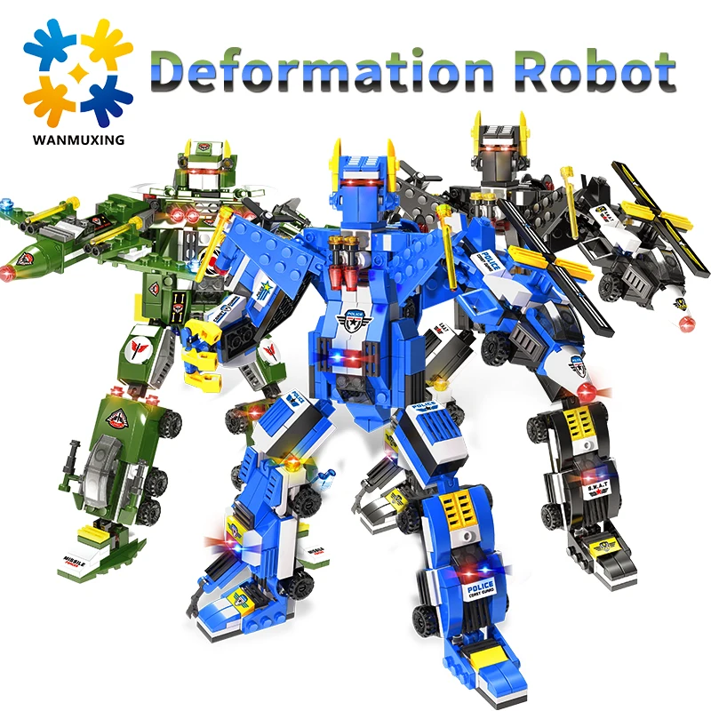 Супер Трансформационные военные полицейские строительные блоки городской