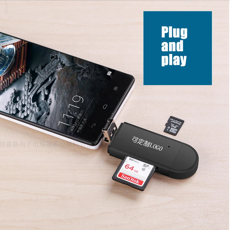 OTG кардридер 3 в 1 картридер Type C micro USB и 2 0 универсальный TF/SD для Android ПК удлинители