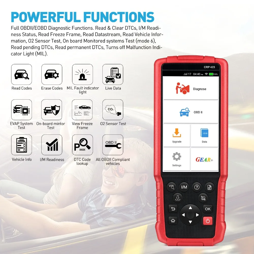Считыватель кодов LAUNCH X431 CRP423 obd2 сканер EOBD для двигателя ABS SRS автомобильный