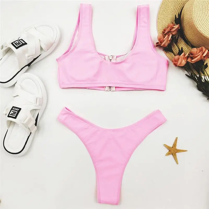 Куркума на молнии бикини 2019 пуш ап купальники женские с высокой посадкой