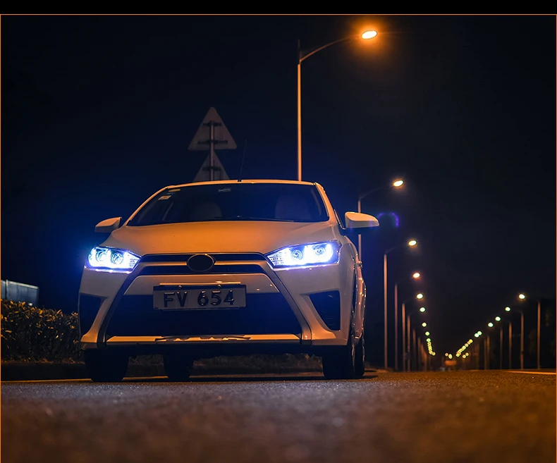 KOWELL автомобильный Стайлинг для Toyota Yaris фары- Yaris светодиодный фары DRL Биксеноновые линзы Высокий Низкий Луч парковки туман