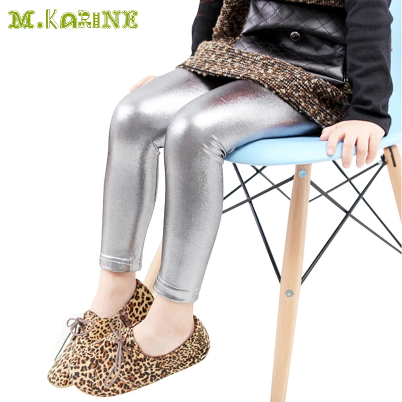 Чёрные кожаные обтягивающие брюки для детей от 3 до 10 лет девочки леггинсы