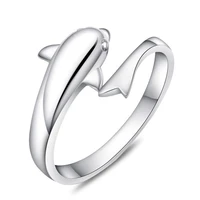 high quality jewelry wholesale fashion cute dolphin ring adjustable wedding 925 sterling silver rings for women