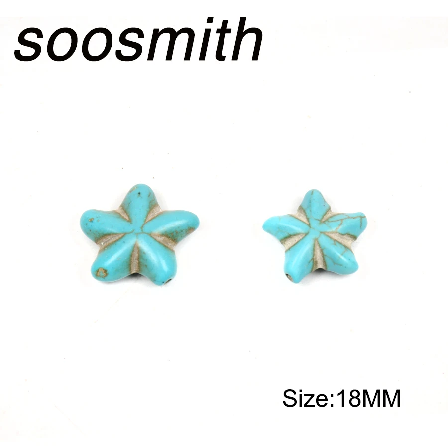 Soosmith Новая модная синяя Морская звезда Свободные натуральный камень Spacer Бусины