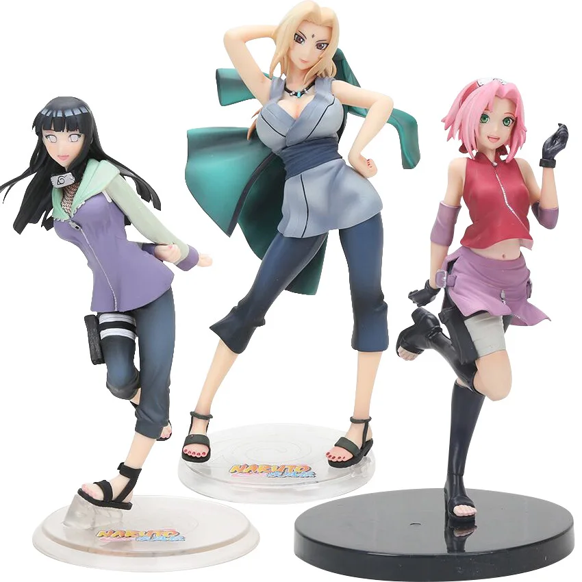 Naruto Gals рисунок Tsunade Sakura Haruno Hyuuga Hinata ПВХ Фигурки Коллекция Рождественская игрушка подарок 19-20 см