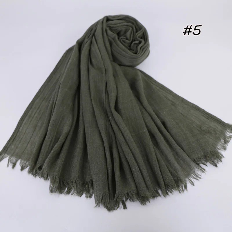 190*120cm oversize women muslim plain frayed hijab scarf femme musulman headscarf islamic shawls crinkle solid pashmina hijabs