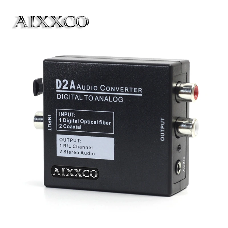 Цифровой оптический коаксиальный преобразователь AIXXCO Mini D2A Toslink в аналоговый RCA