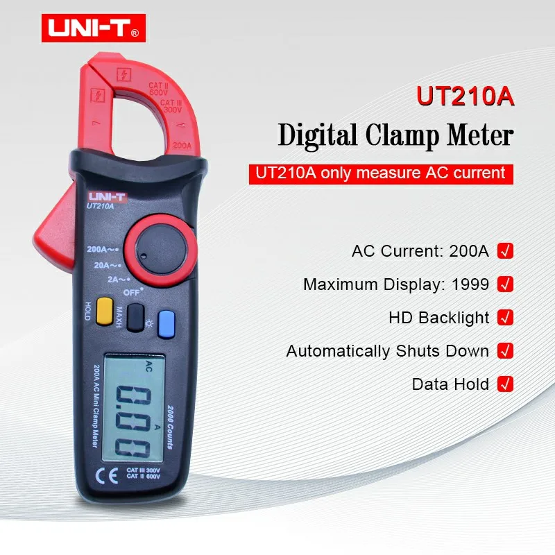 UNI T UT210A UT210B мини токовый клещи true rms 200A цифровой мультиметр NCV максимальное