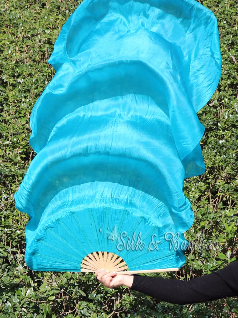 Небесно-Голубой 1 пара (1 шт. справа + слева) Веер-вуаль из шелка для танца живота