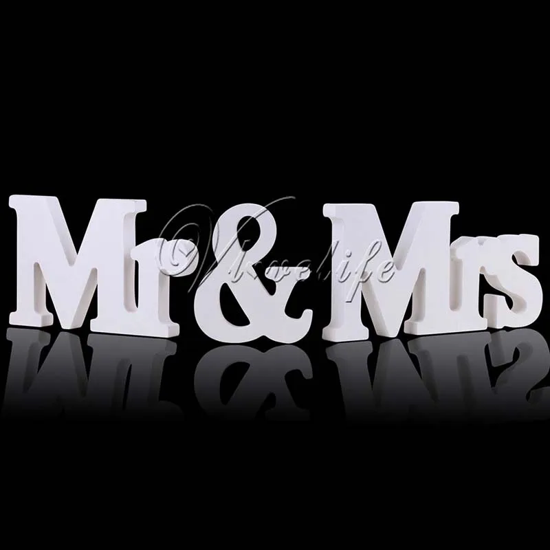 Домашний декор белый цвет Mr &amp Mrs формы деревянные буквы для свадьбы украшения