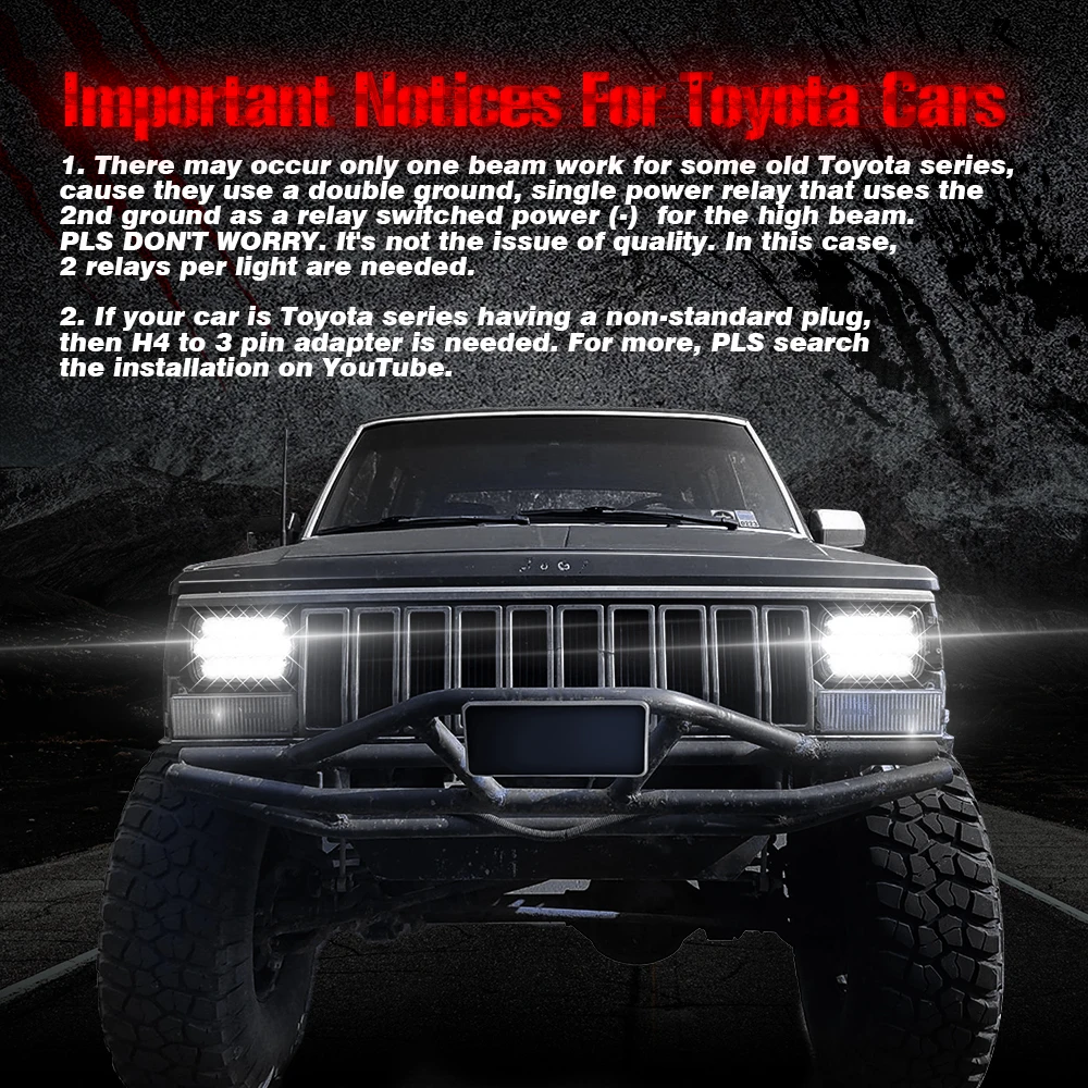 MICTUNING 2 шт. 45 Вт светодиодные рабочие фары 7x6 Кристальный квадратный дальний