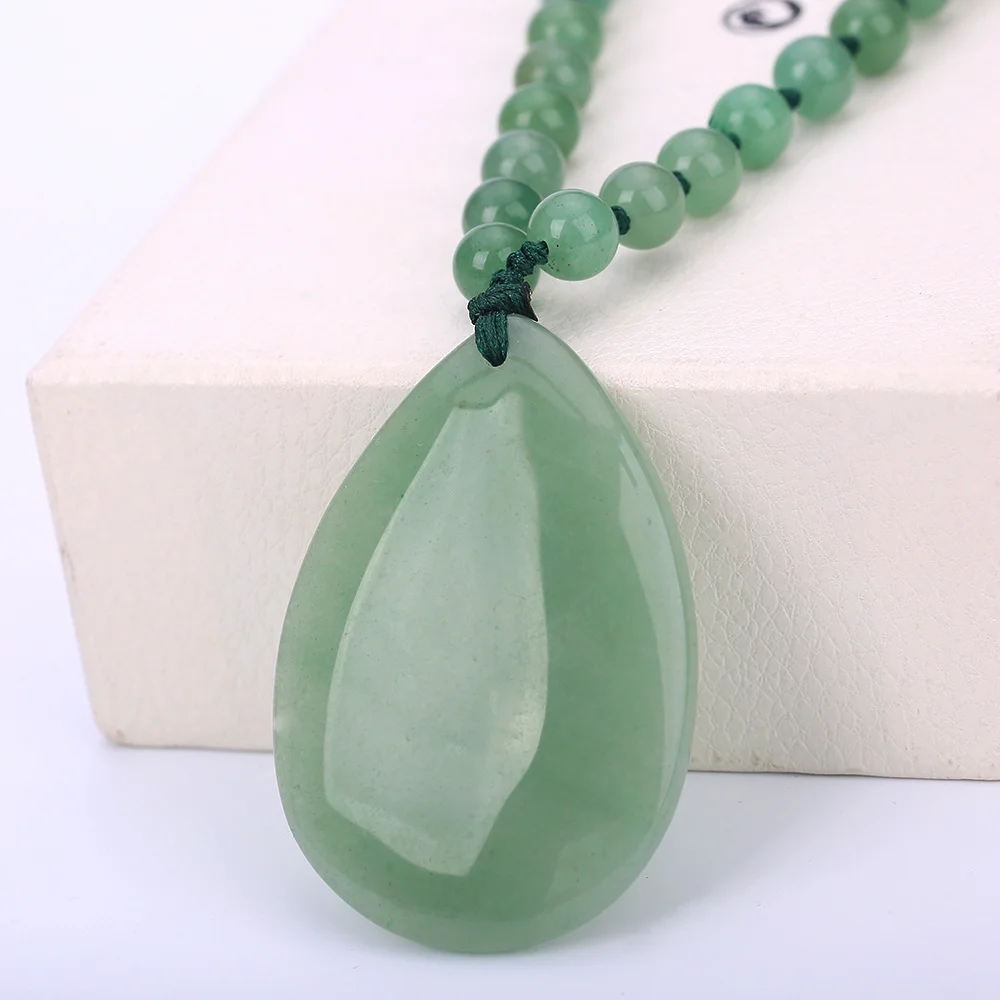 Dongling jade Натуральный, голубой, бирюзовый, женский кулон в виде капель воды, круглый кулон, ожерелье из бисера, кулон, женский кулон, раухтопаз, ювелирные изделия для одежды - Цвет камня: Dongling jade