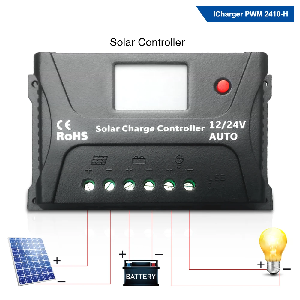 EASUN POWER контроллер солнечного заряда 10A ШИМ LCD USB 5V солнечный регулятор 12V 24V