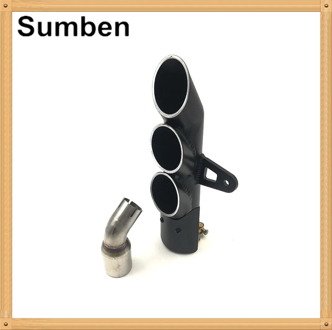 Triple Exhaust Vent 3 Holes Rear Exhaust Pipe w/ Connector for Benelli 502C
