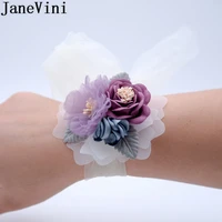 janevini artificial flowers wedding corsages bridal wrist flower leaf wrist band bride bridesmaid bracelet demoiselle dhonneur
