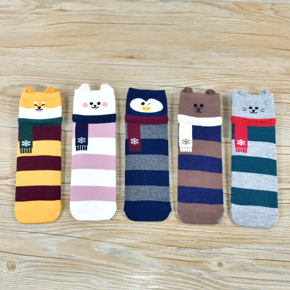 5 pairs of socks Женские носки,, новые носки для девушек, мультяшный мопс, милый рисунок, хлопок, подарок, забавные Женские носочки - Цвет: 5 pairs of socks