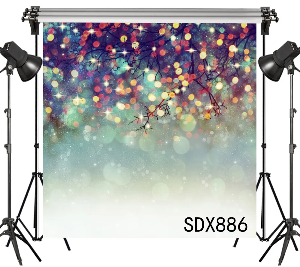 LB полиэстер и винил Рождество светильник боке светящиеся снежинки мечта фоны для