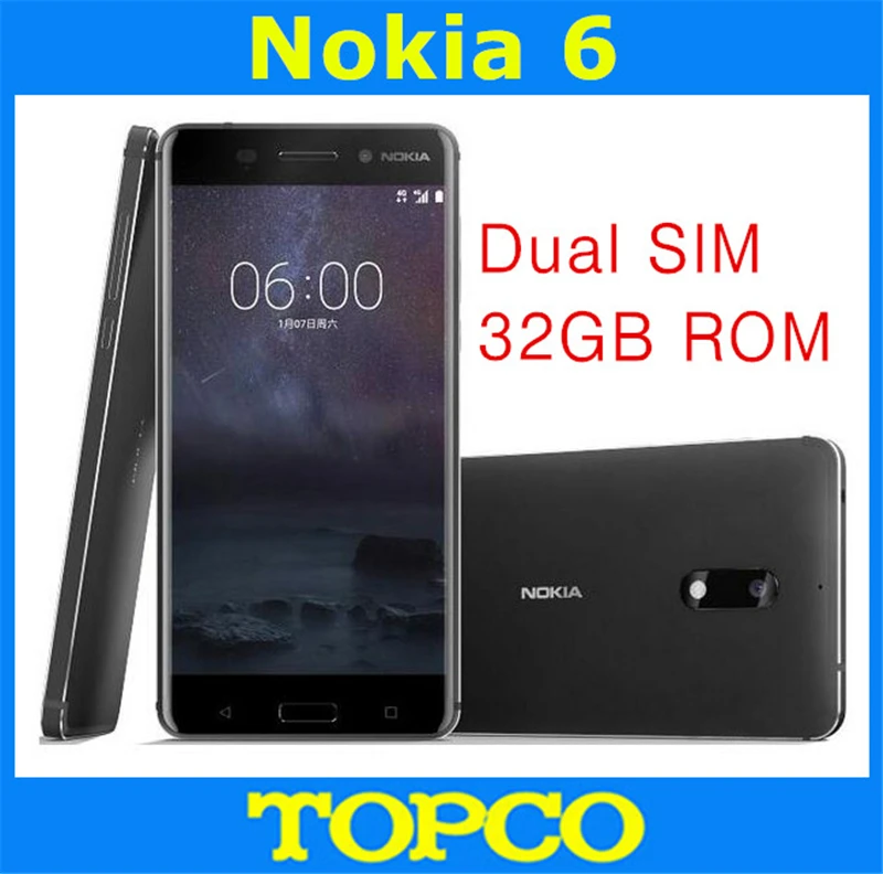 Nokia 6 разблокированный Android мобильный телефон 4G LTE gsm 5,5 ''16MP wifi gps Восьмиядерный 3 Гб ram 32 Гб rom дропшиппинг