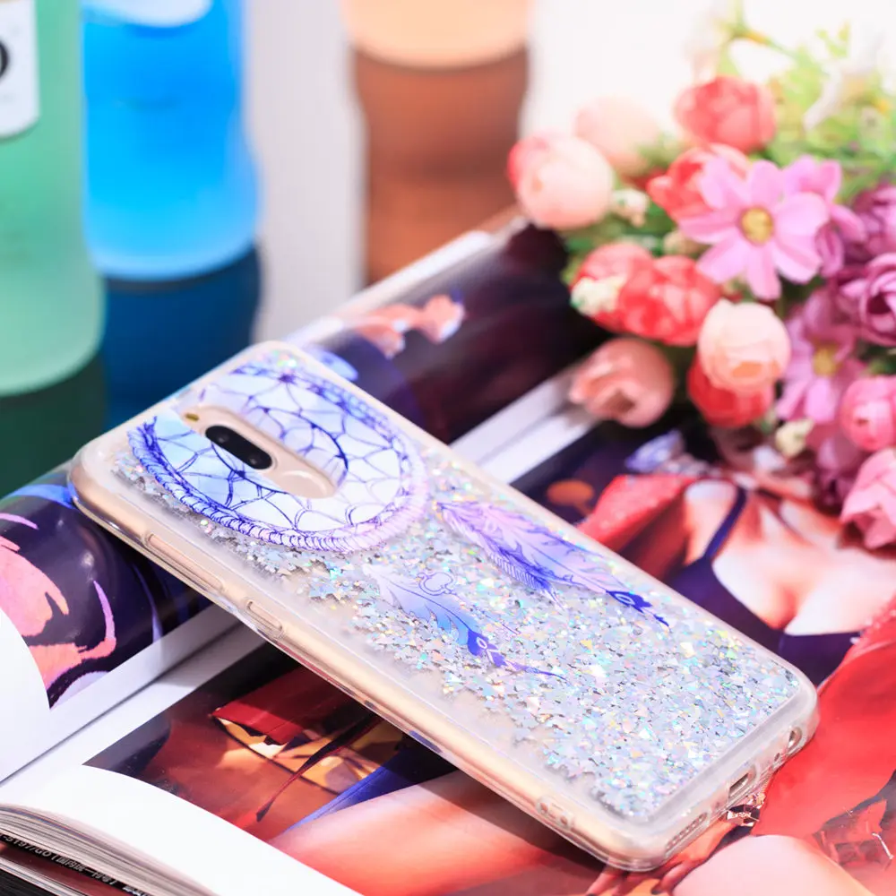 Зыбучий песок чехол для Huawei Mate 10 Lite динамический Жидкий блеск звезды телефона Nova