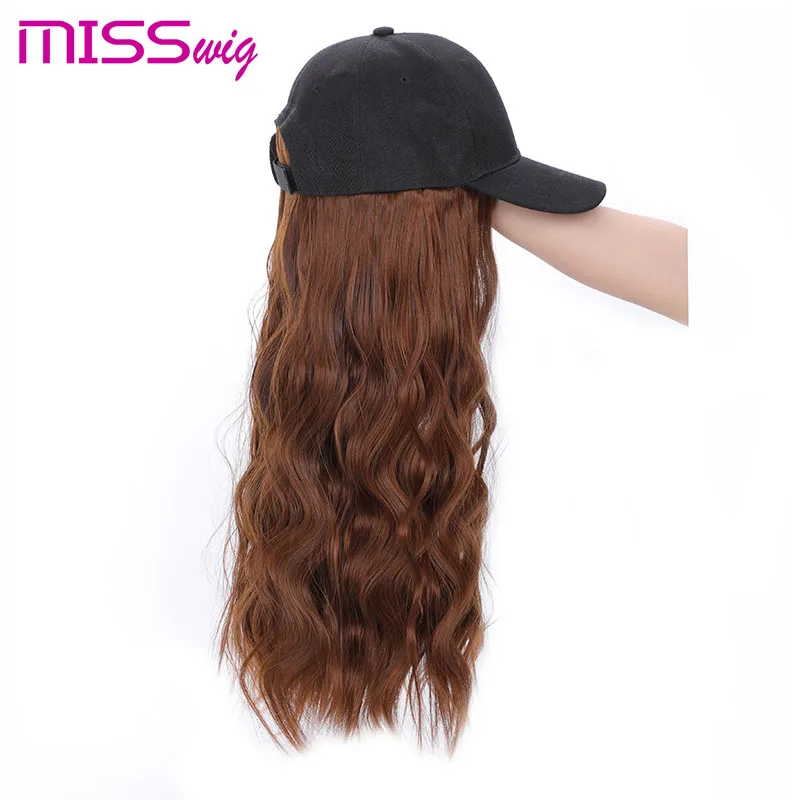 Длинный волнистый синтетический волос MISS WIG 24 дюйма с головной убор горячий стиль