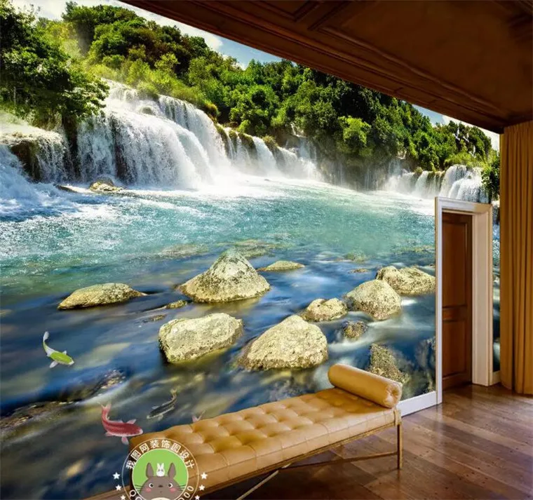 Пользовательские фото обои 3D водопад природа пейзаж большие фрески настенная