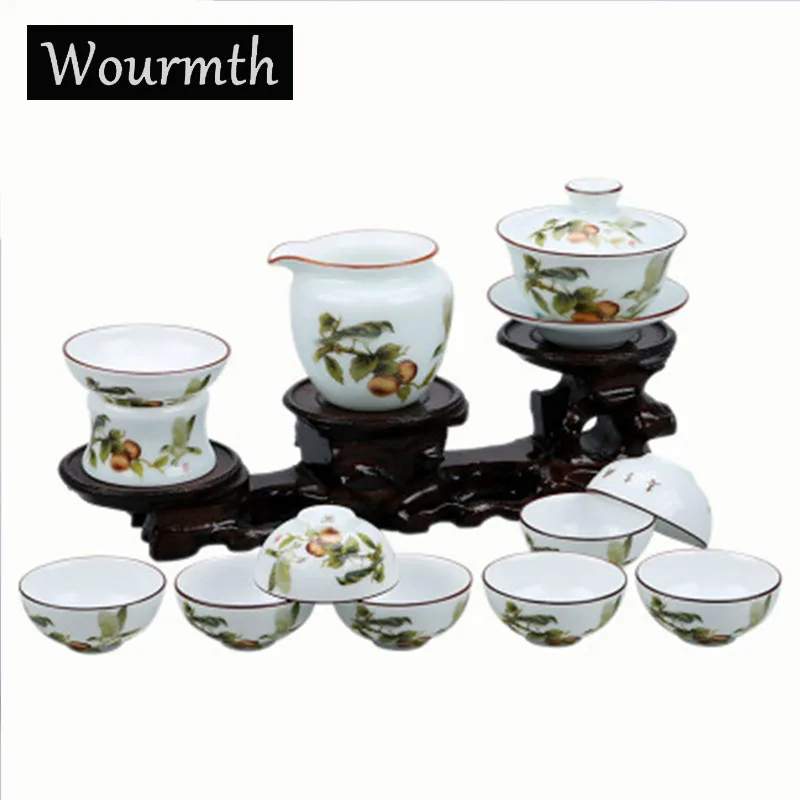 Wourmth высококачественный чайный сервиз celadon керамический Gaiwan и чаша для чая 12 шт.