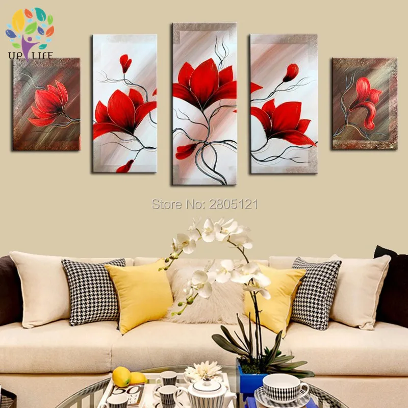 

Best Selling Hand made Items red flowers wall picture Abstract Paintings flower Oil Paintings Wall Decor Home Decor Art
