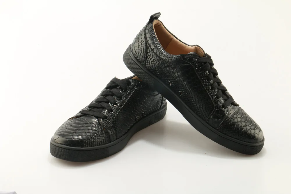 Кроссовки мужские из кожи питона повседневная обувь с шипами лакированная кожа
