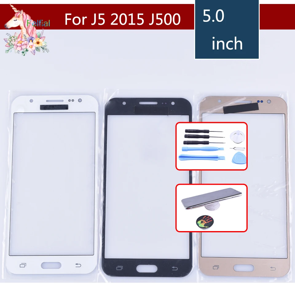 10pcs/lot For Samsung Galaxy J5 2015 J500 J500H J500FN J500F J500M SM-J500F Touch Screen Front Glass Panel LCD Outer Lens | Мобильные