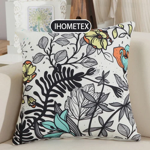 Vintage Flowers Cotton Linen Cushion Cover Chair Seat Waist Pillowcase Home Decorative Throw Pillow over Square 45x45cm KDT701 | Дом и сад