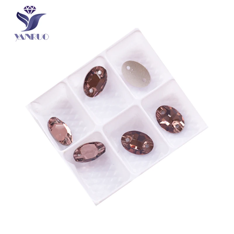 Light Smoked Topaz YANRUO 3210 овальные пришитые камни, стеклянные стразы AAAAA, качественные Стразы для шитья, стразы, аппликация, одежда для платья - Цвет: Light Smoked Topaz