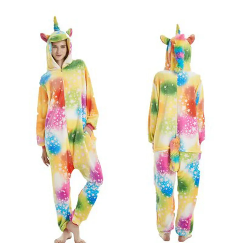 Adunt Хэллоуин животных Пижама фланель с капюшоном цельный пижамы сцены костюм