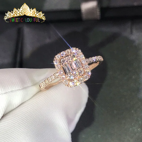 rose gold 18K 750Au Золотое кольцо с муассанитом и бриллиантом D Цвет VVS с национальным сертификатом MO-H1005 - Цвет камня: rose gold