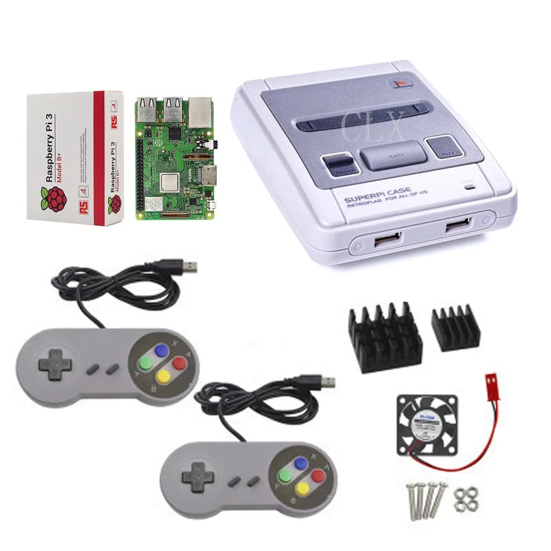 Чехол Retroflag SUPERPi J NESPi чехол + Raspberry Pi 3 Model B (plus) карта 32 ГБ мощность 5 В А теплоотвод