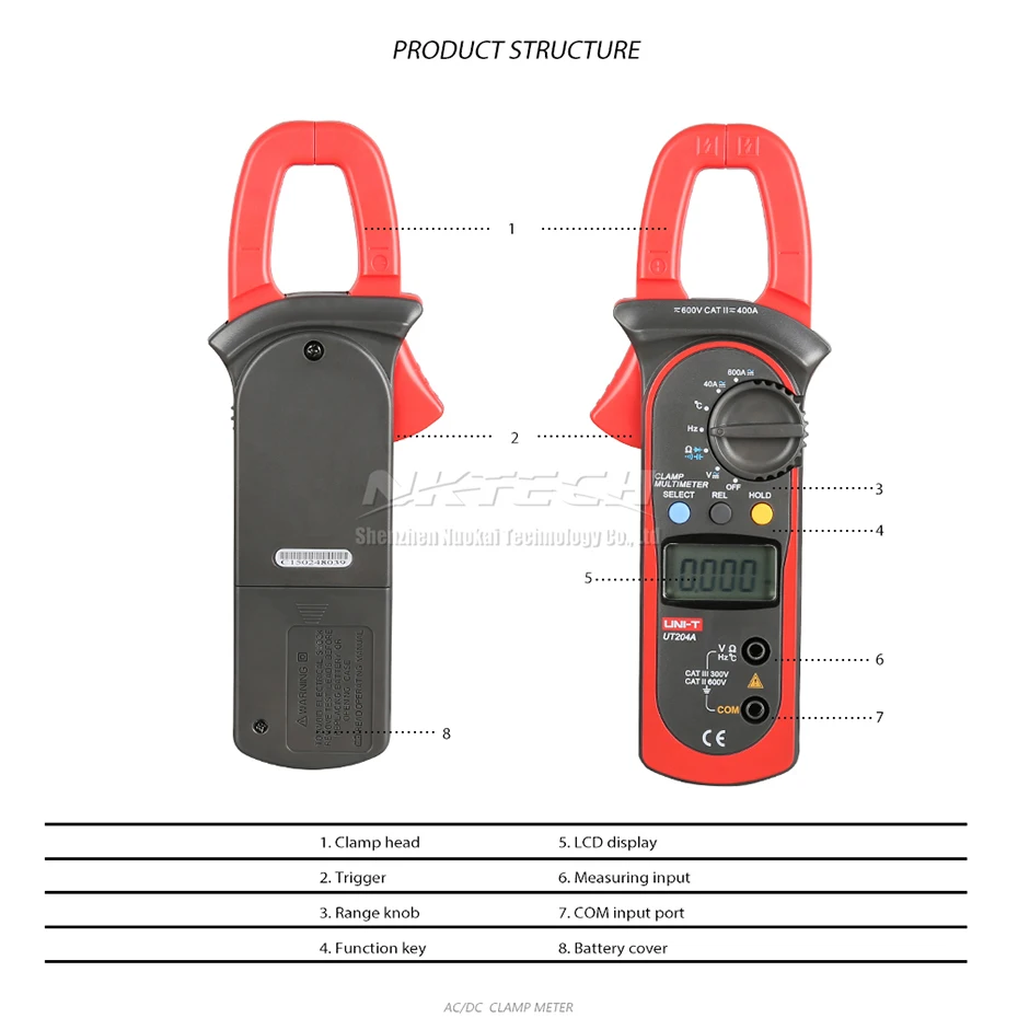 UNI-T цифровой клещи мультиметр UT203 UT204 UT204A AC DC Вольт сопротивление тока Частота Рабочий цикл диод Тест Авто Диапазон