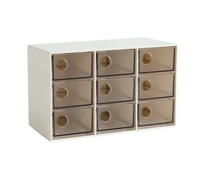 9 drawers brown Пластиковый лоток для хранения для ювелирных изделий Аксессуары волос Puff Almacenaje Maquillaje Макияж Организатор рабочего прозрачная коробка для хранения - Цвет: 9 drawers brown