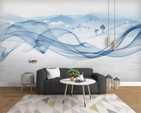 beibehang custom fashion wallpaper new chinese abstract forest cloud line flying bird tv sofa background papel de parede behang