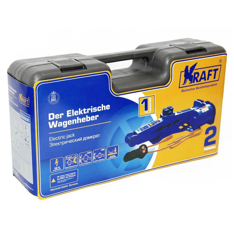 Домкрат электрический KRAFT KT 850000 (Грузоподъемность 2 т высота подхвата 12 см подъема