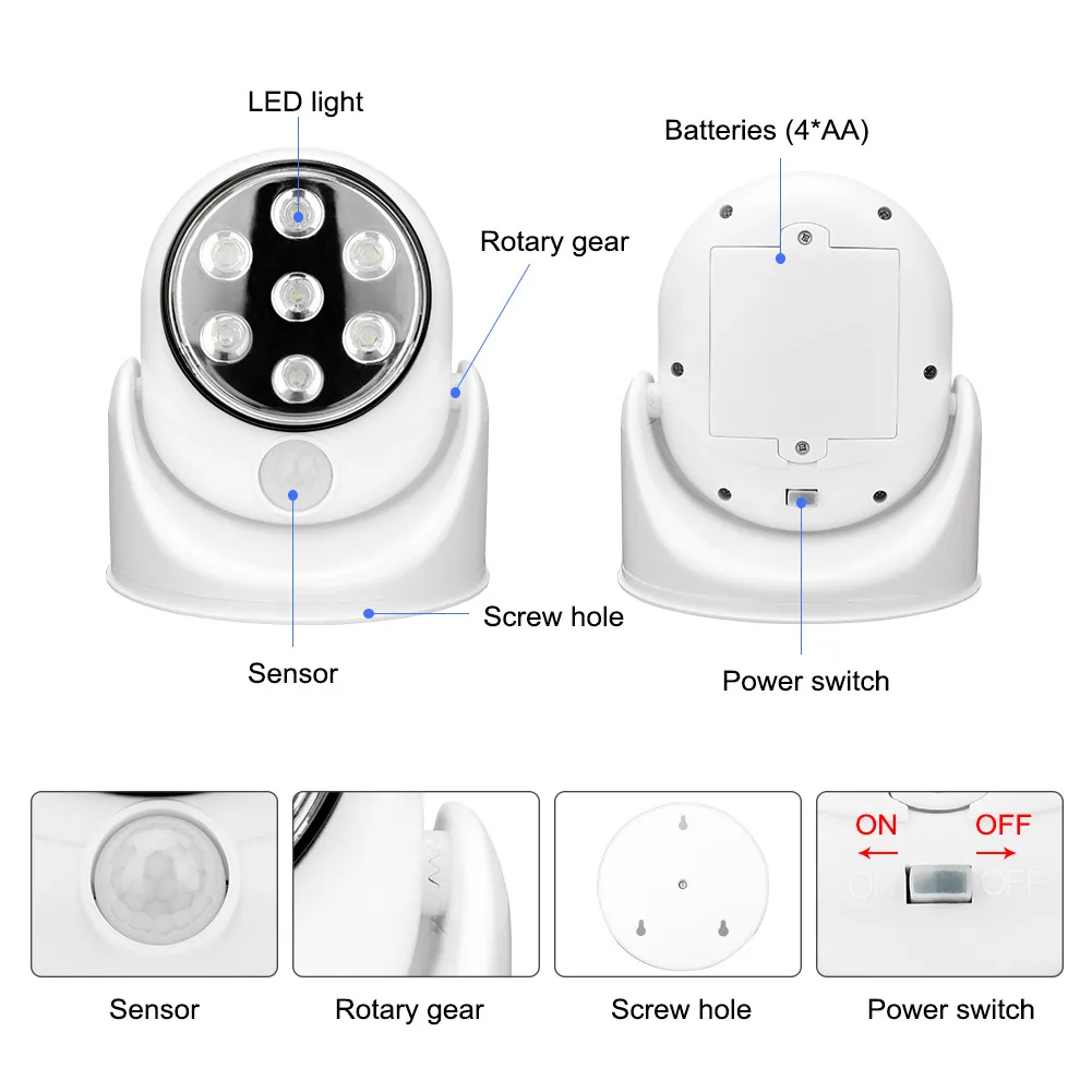 Беспроводной сенсорный светильник с датчиком движения настенный для сада