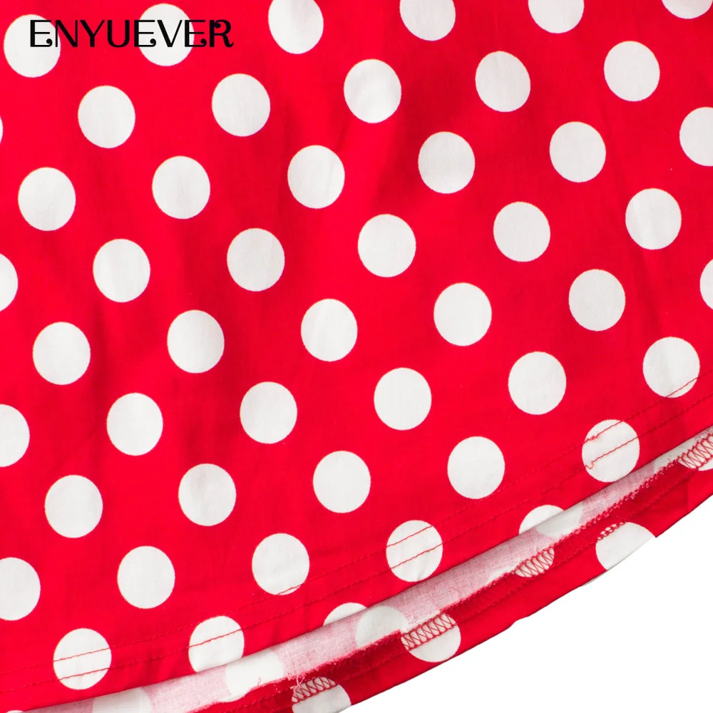 Enyuever Red White Polka Dot Dress Women Clothing Sleeveless 50s Swing Pin Up Vestido Casual Vintage Robe Rockabilly Party | Женская