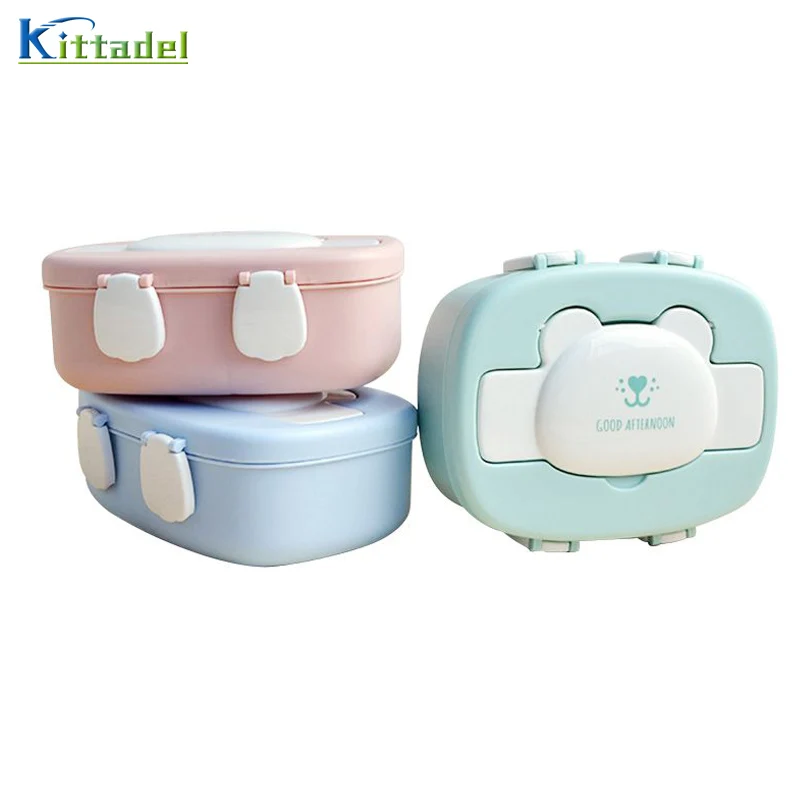 Милый медведь узор пластиковый Ланч-бокс для детей 730 мл студенты мультфильм Bento