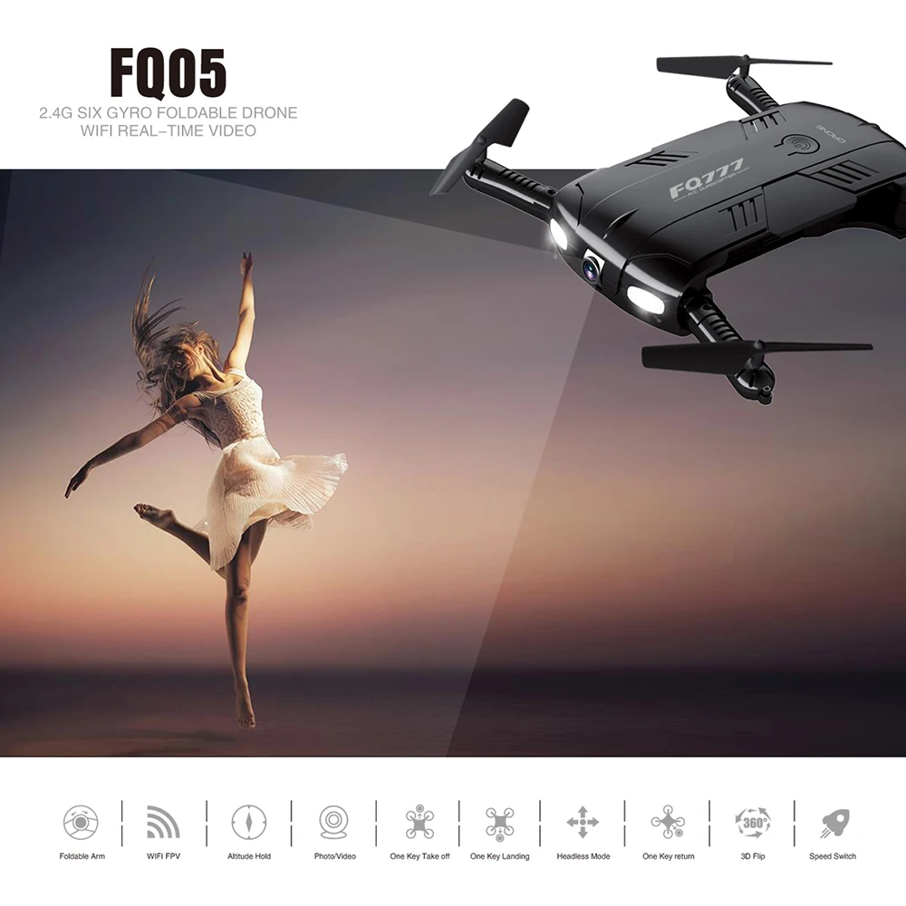 FQ777 FQ05 2 4G 4CH RC Дрон с HD камерой WiFi FPV складной селфи RTF Квадрокоптер мини