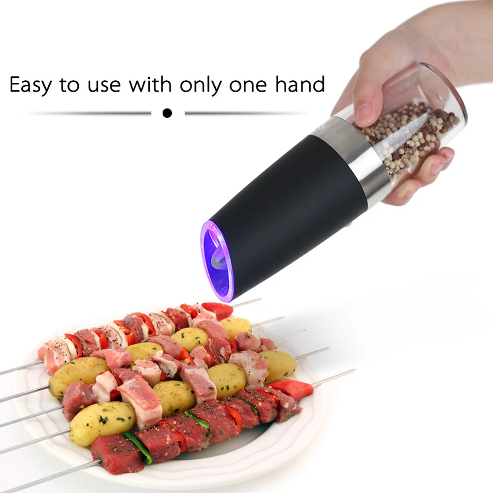 1Pc Automatic Electric Gravity Pepper Grinder LED Lights Salt Mill Muller BPA Free Kitchen Seasoning Grinding Tools | Дом и сад
