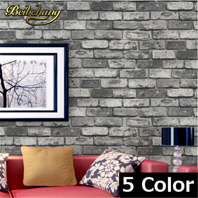 

beibehang 5 color 10M Roll Dark Grey Realistic Real Look Brick/Stone Vinyl Textured Background 3d Wallpaper papel de parede