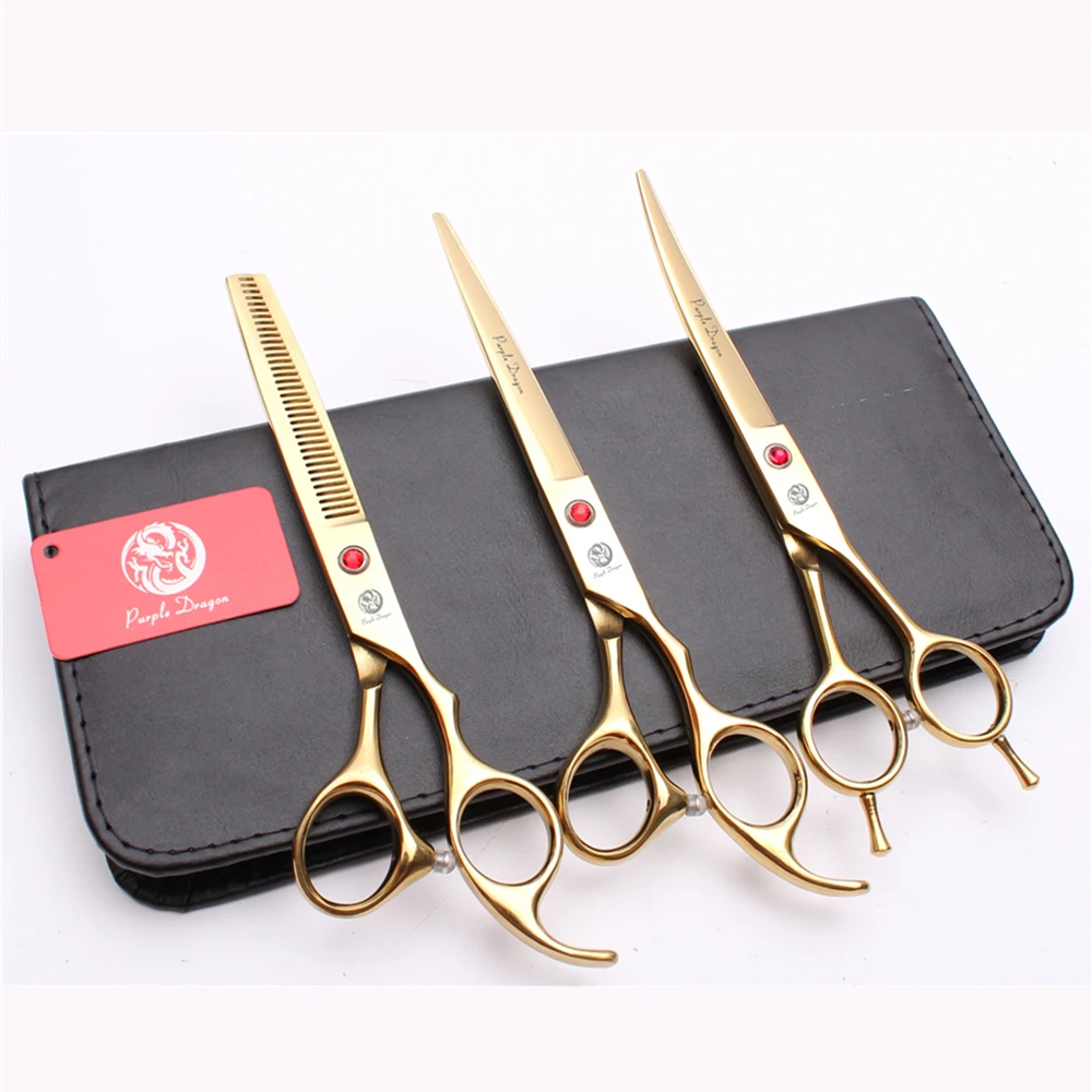 UP 3Pcs 7 &quotфиолетовый дракон Парикмахерская для стрижки собак ножницы