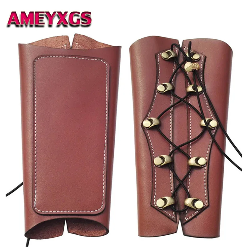 

1Pc Archery Arm Guard Traditional Leather Protective Gear Bracer Recurve Longbow Wristband Gear For Hunting Shooting Accessories