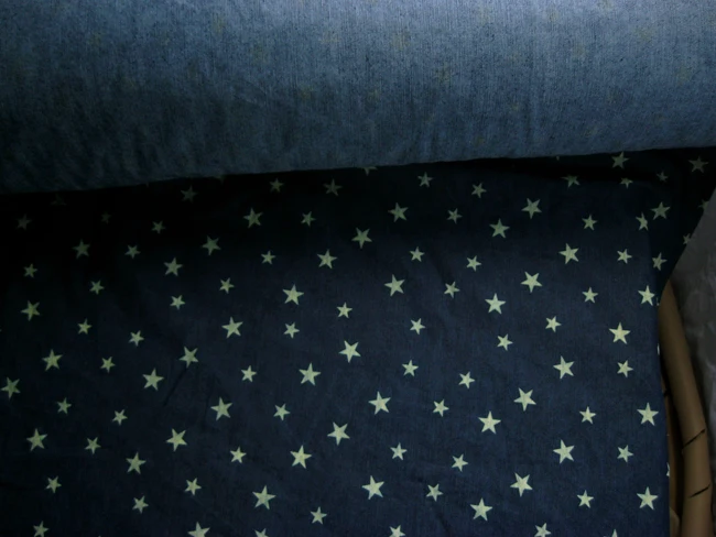 Бесплатная доставка 50% хлопок джинсовая ткань принт со звездой стильная цена за 1